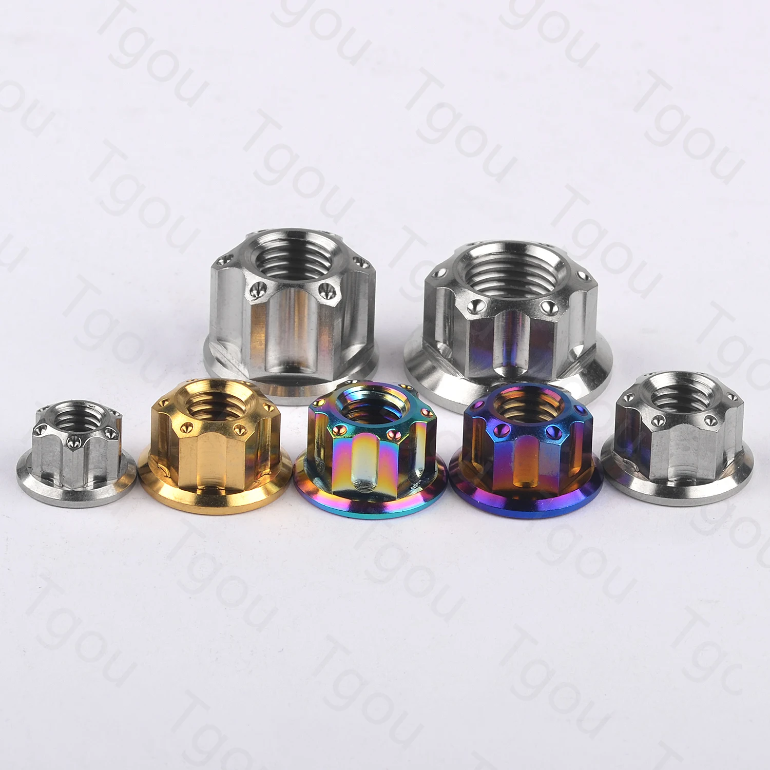 Tgou Titanium Nut M6 M8 M10 M12 M14 M16 Flange Nuts for Motorcycle Bicycle Car 8pcs