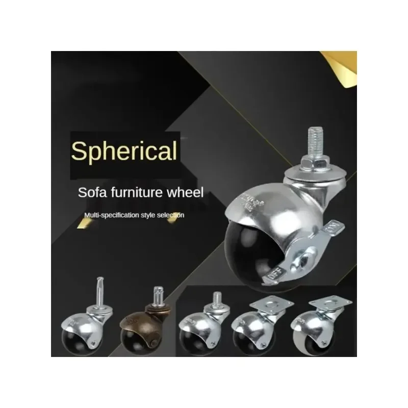 4 Pcs 2'' Flat Sofa Wheel Spherical Nylon Universal Caster  Furniture Tea Table Tpr Silent