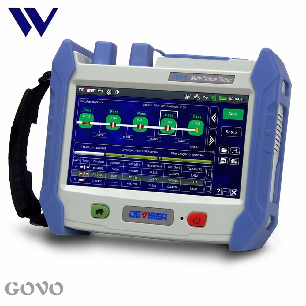 GOVO 7inch touchscreen AE3100M Multimode OTDR +OPM +LS +VFL 850/1300nm 25/27dB Deviser AE3100 OTDR