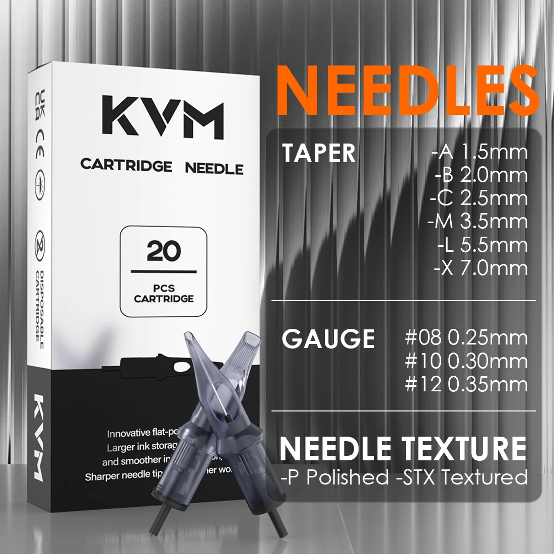 KVM 20pcs/Box Transparent Disposable Tattoo Cartridge Needles M1 RM RS RL Compatible with Rotary Tattoo Machines Supplies