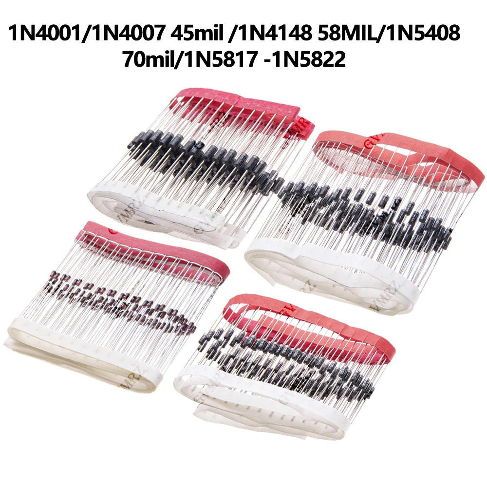 1N 1N60 1N914 1N5817 Serie Gleichrichter-/Schottky-Dioden 1N5359B Sortiment Gekapselte Dioden 1N4007 45mil 1N4148 1N4937 58MIL