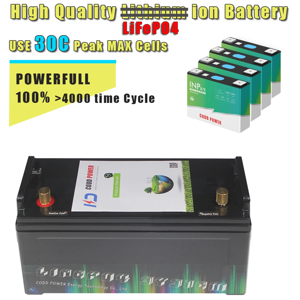 24V LiFePO4 Battery Bluetooth BMS 4000 Cycle For RV Solar Robot AGV Camping Marine Backup power Home Off-Grid System 24V 100AH