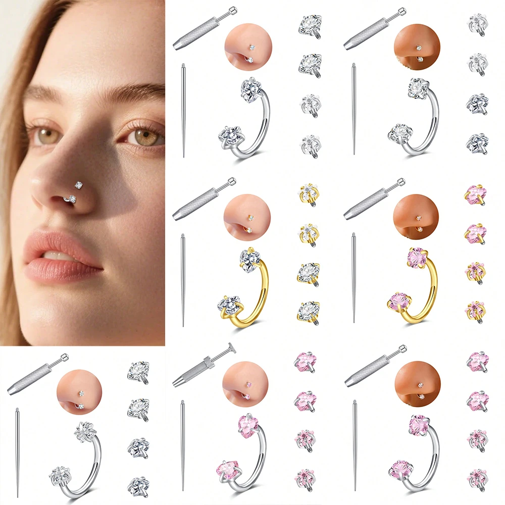 18G Septum Rings Internally Threaded Surgical Steel Septum Lip Rings Hoop Labret Jewelry Horseshoe Earrings Daith Piercing 8mm