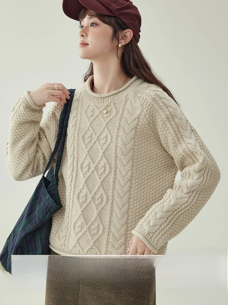 

Warm Long Sve Twisted Sweater for Women Original Pure Color Cuffed Ne Design Thiened Winter Top by AMUU North Island