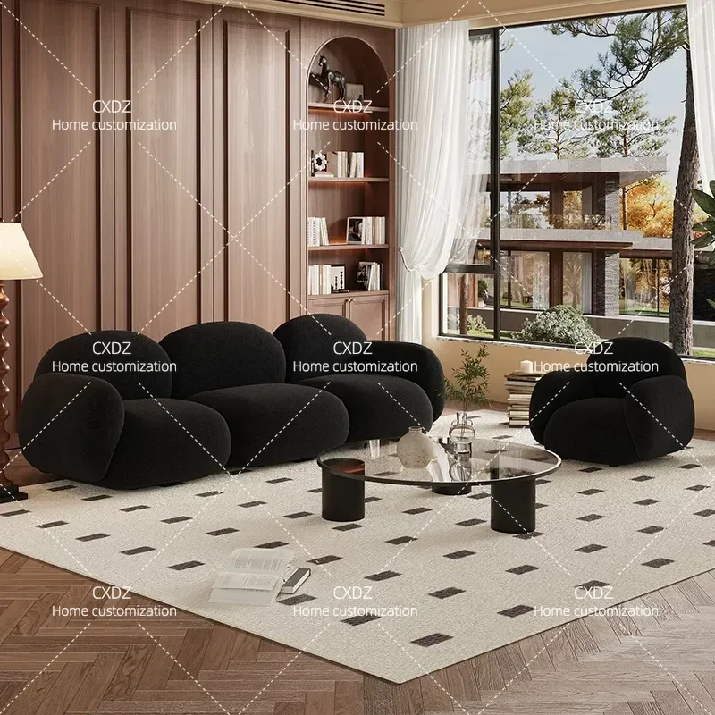 Black Retro Sofa for Small Apartment Living Room Sales Office Negotiation Beauty Salon Clothing Store Rest Area Reception