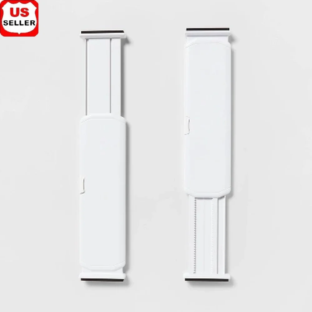 

Set of 2 Adjustable Plastic Drawer Dividers White ABS Organizer Clothes Dresser Storage Separator Home Office Use