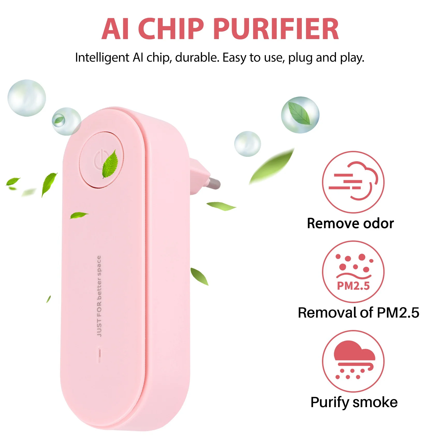 N85R-Plug In purificador de aire para limpiador doméstico, Mini ionizador de aire para eliminar el humo, desodorante portátil, ambientador