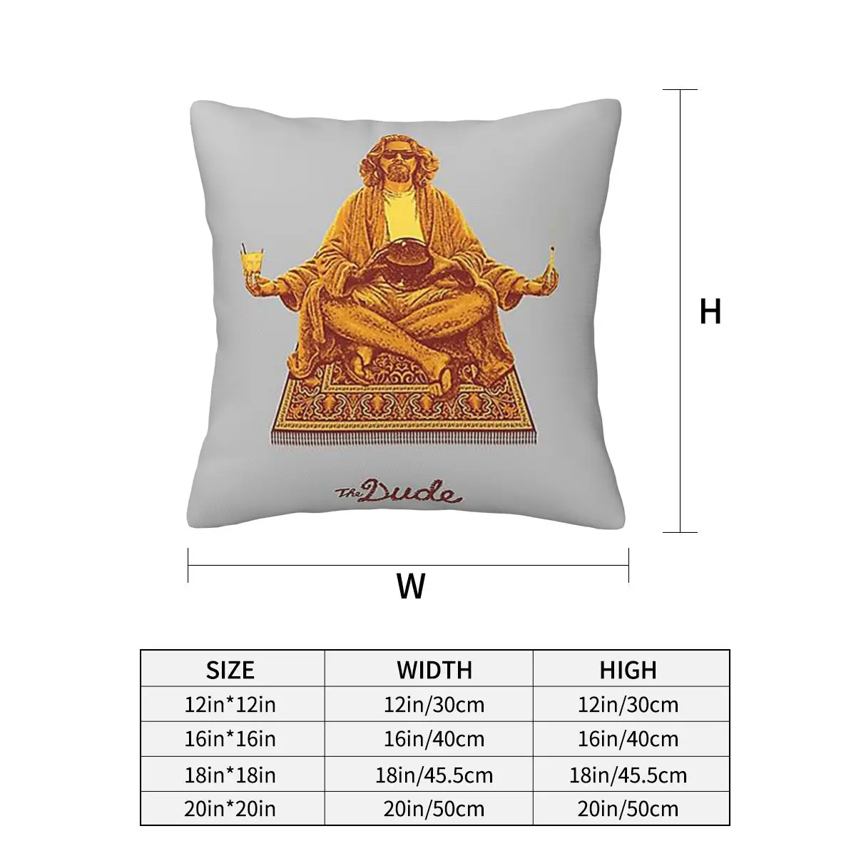 The Dude Budha The Big Lebowski Square Pillowcase Pillow Cover Cushion Zip Decorative Comfort Throw Pillow for Home Bedroom