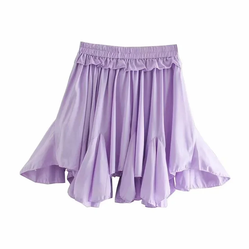 

Elastic Waist Sexy Irregular Ruffle Skirt Female Chiffon Elastic Elastic Waist Elegant Big Swing Skirt Joint Clothing Fashion