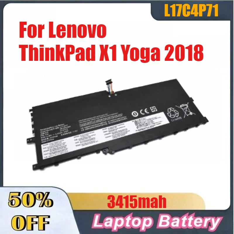 3415mah عالية الأداء L17C4P71 L17M4P71 L17M4P73 01AV474 01AV475 01AV499 بطارية الكمبيوتر المحمول لينوفو ثينك باد X1 يوغا 2018