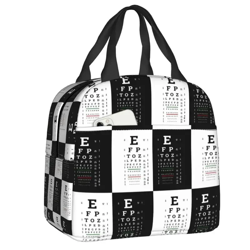 Snellen Chart Eye Test Resuable Lunch Boxes for Multifunction Optometrist Optician Cooler Thermal Food Lunch Bag Office Work