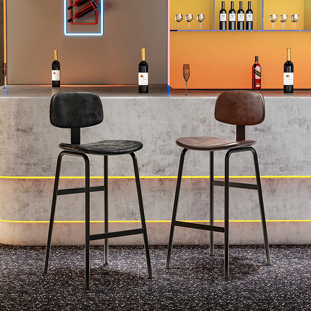 

Modern Luxury Iron Bar Chair with Soft Backrest High Stool for Home Bar Kitchen and Exterior Use for Living Room