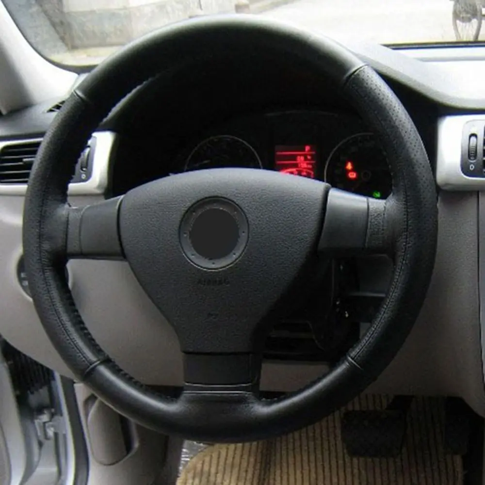 Coprivolante per auto fai-da-te 1PC con filo di aghi in pelle artificiale grigio nero protezione interni accessori automobilistici