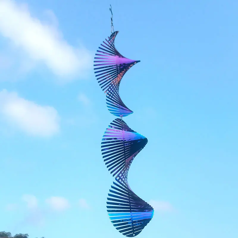 Spiralne obrotowe kuranty wiatrowe 3D Home Garden dekoracje wiszące lustro wiatraczek ze stali nierdzewnej Outdoor Windchimes