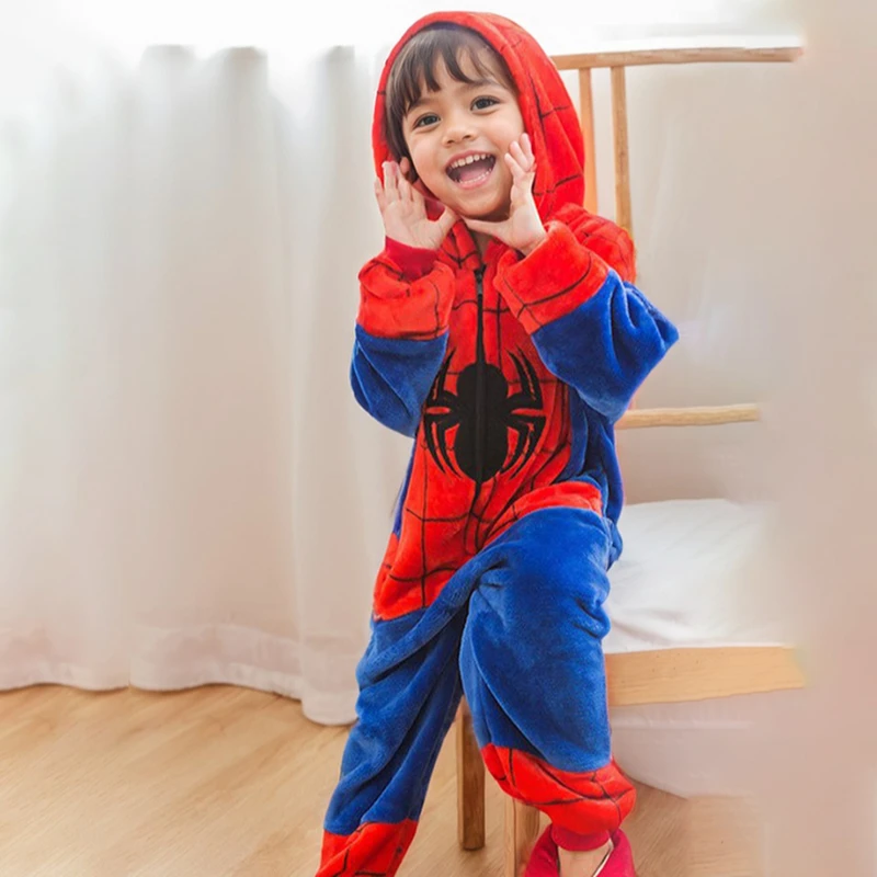 Lilo Stitch Cosplay Costume Boys Girls Spiderman Pajamas Plush Winter Warm Clothes for Boys Girls Halloween Christmas Gifts
