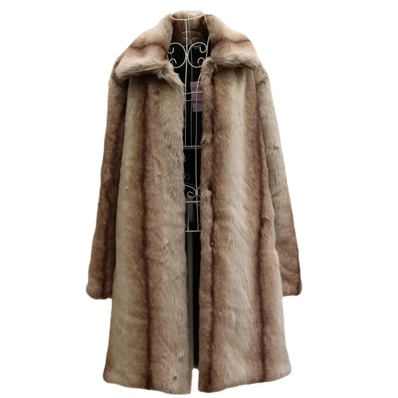 Winter Long Faux Fur Coat Men Thick Warm Fur Coat Long Sleeve Luxury Brand Designer Clothing Plus Size Tops Casual Snowsuits New