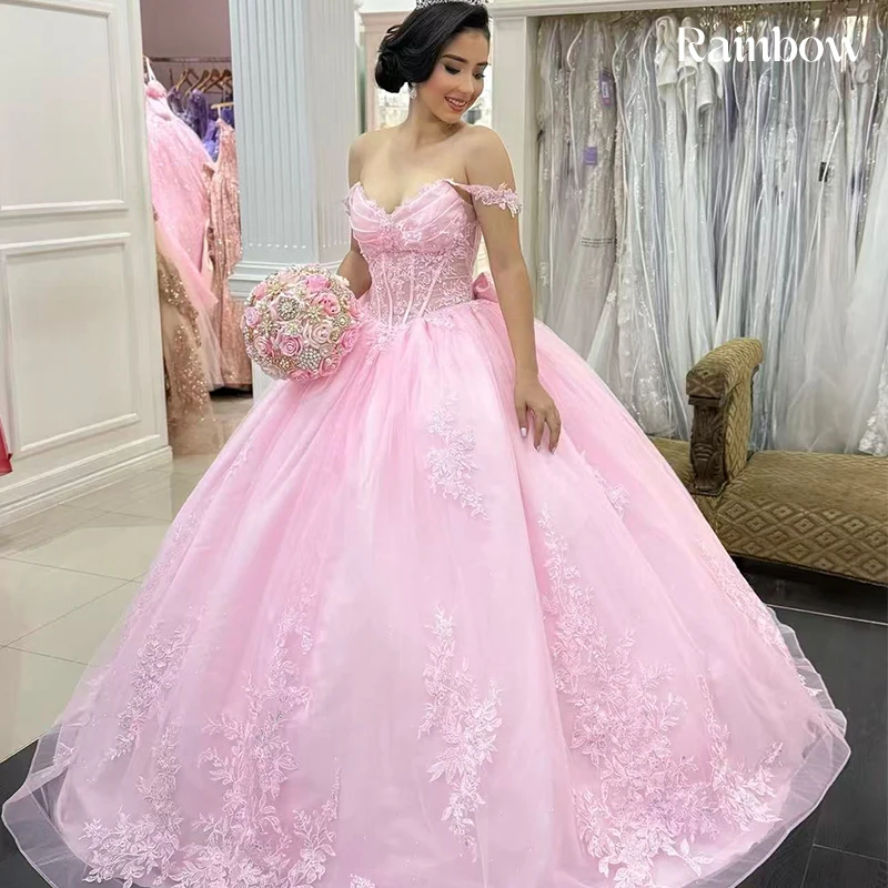 高品質のキンセニアラドレス、ネットに刺繍されたレースとスパンコール、プリンセスボールガウン、オフショルダー、カスタマイズされた誕生日パーティー