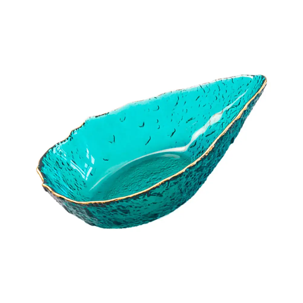 1Pcs Glass Bowl Golden Rim Fruit Salad Bowl Premium Craftsmanship Semi-Transparent Serving Dish for Home Restaurant