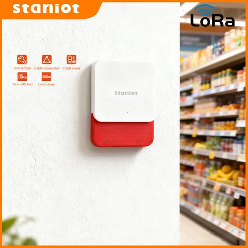 Imagen 1 del producto Staniot LoRa versión inalámbrica estroboscópica sirena fuerte alarma anti manipulación 500m distancia de transmisión alarma sirena 115dB sistema de alarma para el hogar