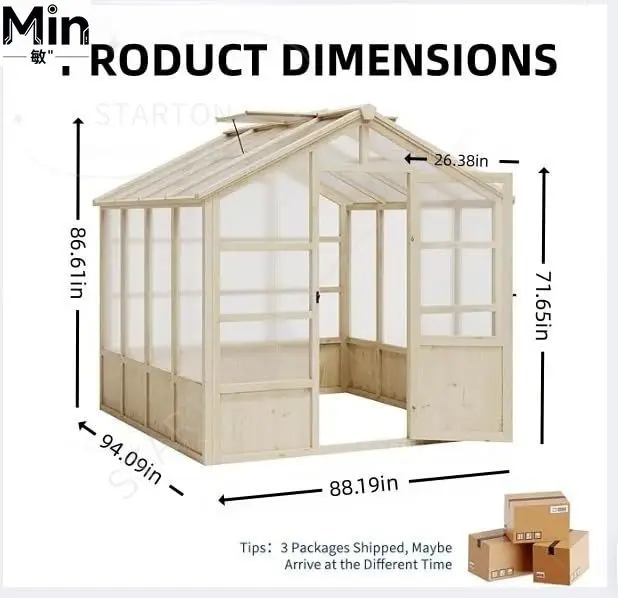 Heavy Wooden Greenhouse With Polycarbonate Panels And Lockable Door Sturdy Wood Frame Walk In Green House For Garden