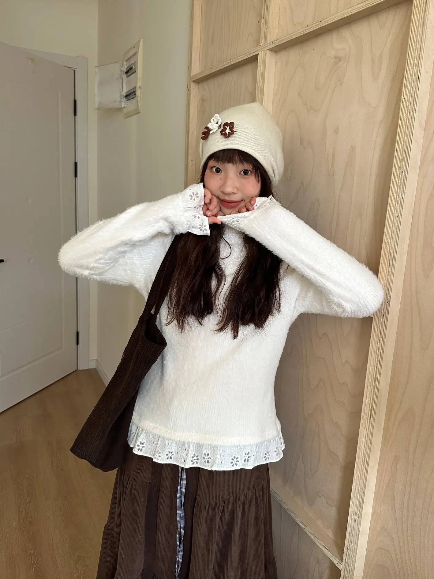 

Princ Sle Furry Long Sve High Collar Slim Fit Inner Wear Base irt Cotton Polyester Blend Thiened Autumn Top