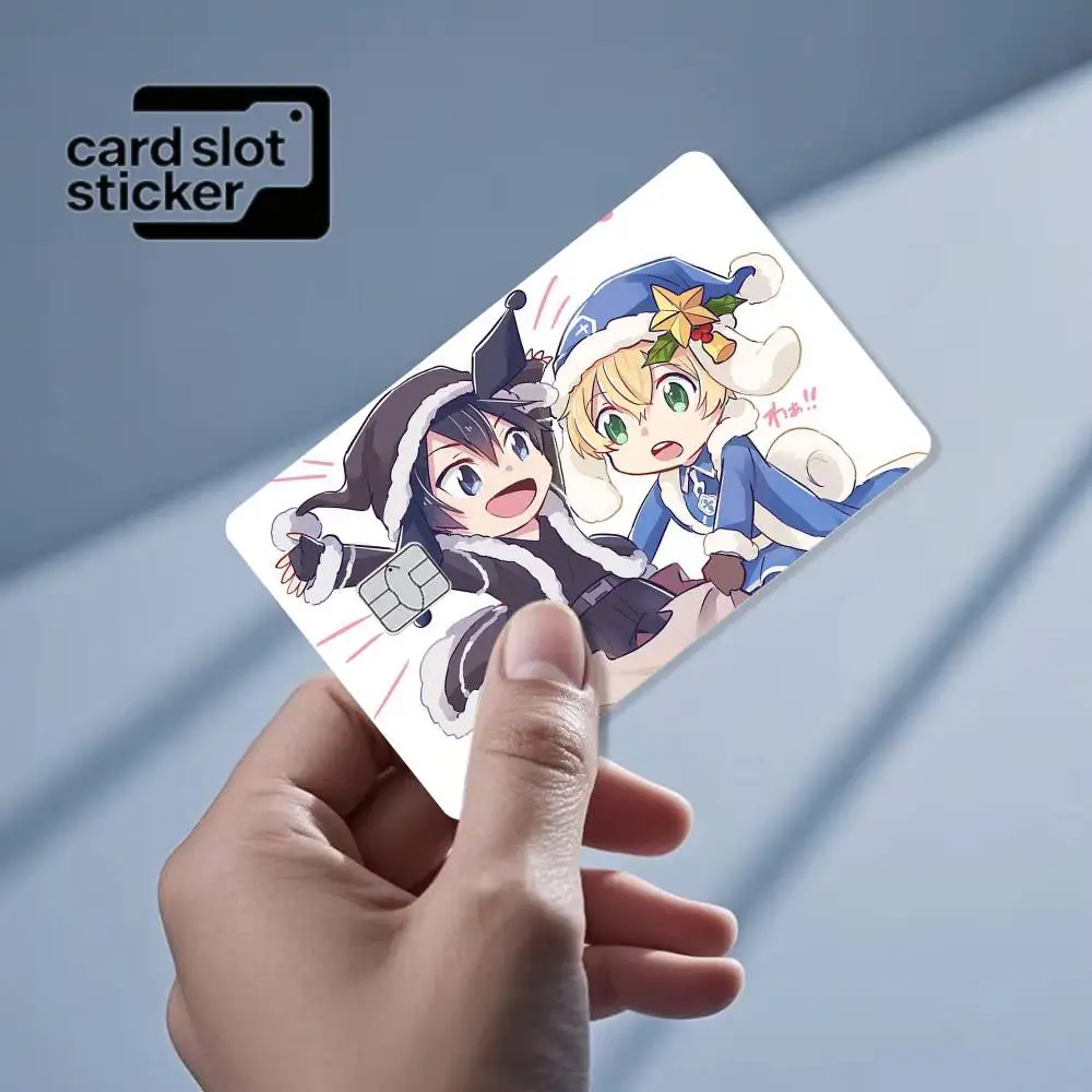 licization Kirito E-Eugeo  Credit Card HD Stickers Game Card Decal Small Chip Waterproof Sticker Gift
