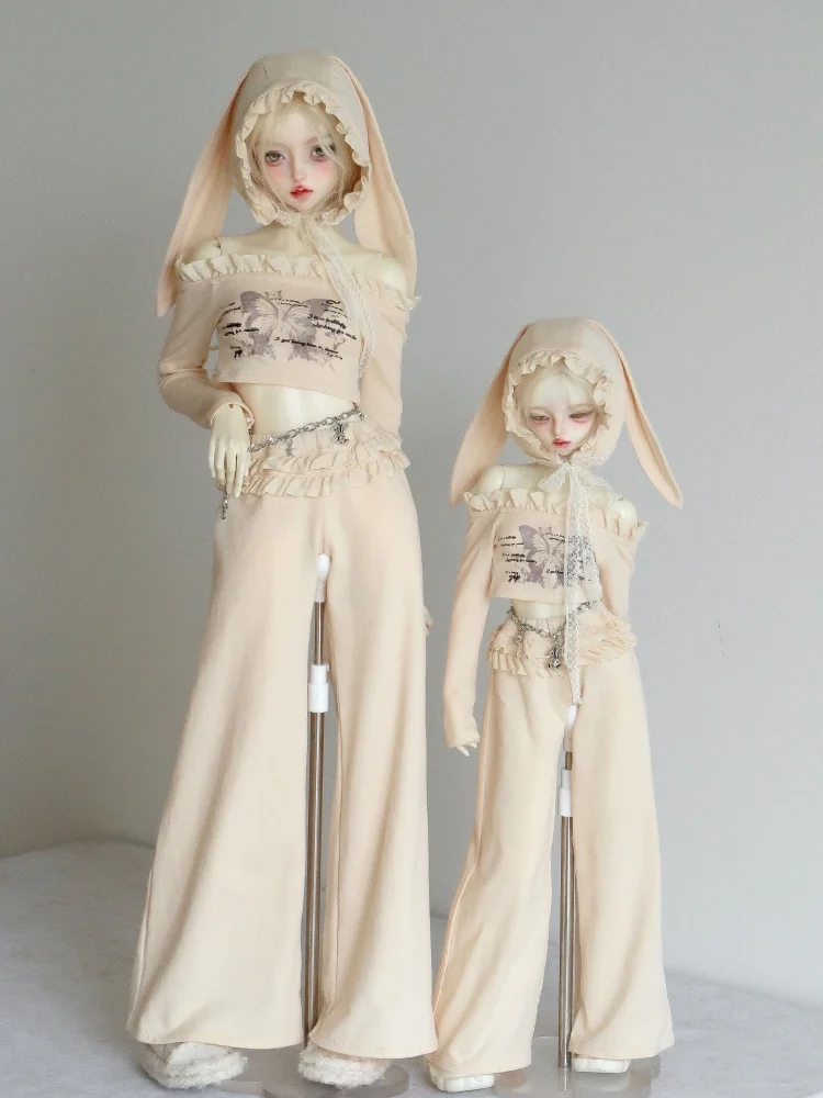 BJD Doll Clothes For 1/3 1/4 Dolls Top Pants Hat Chain Set Dolls Clothing Accessories(No Doll)