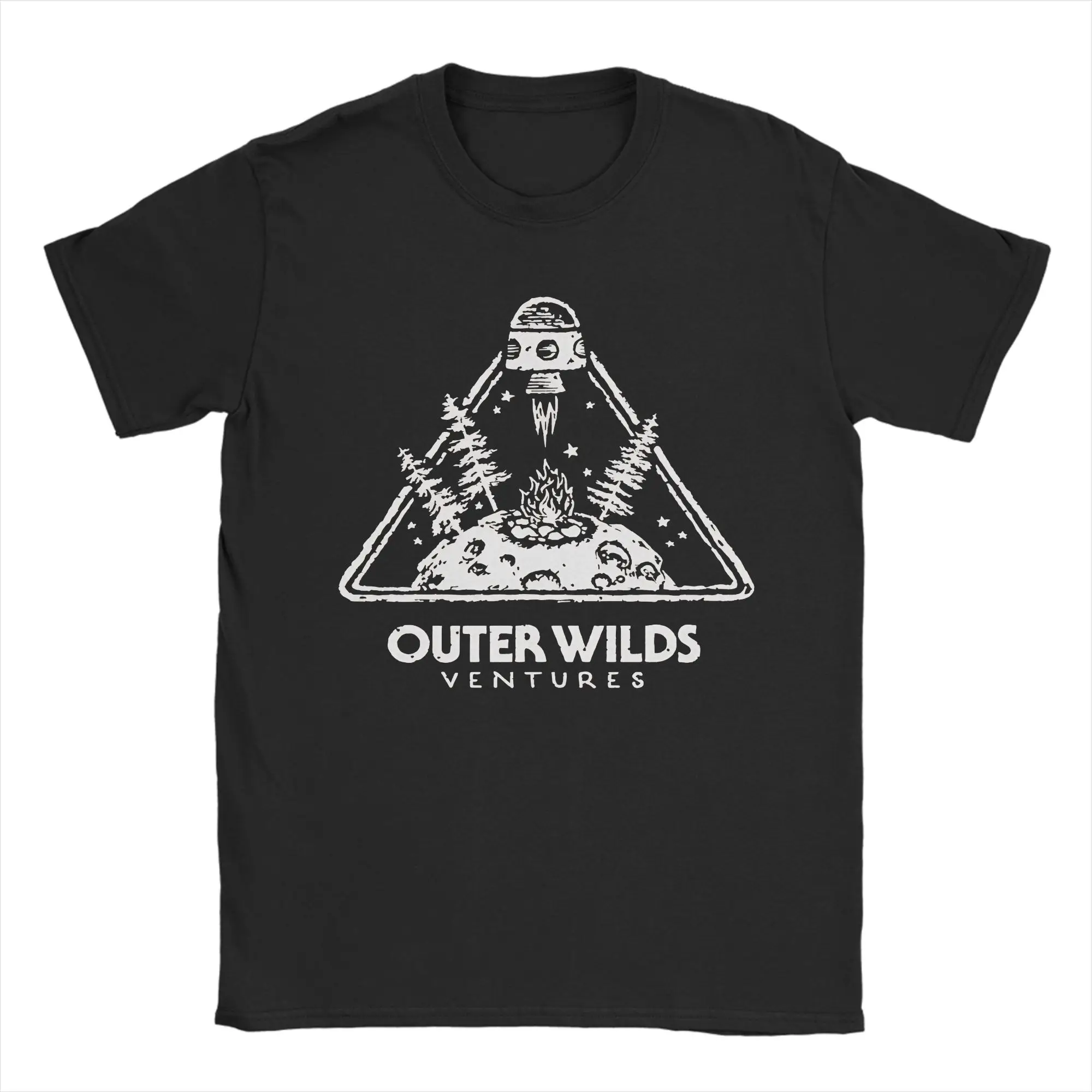 Outer Wilds Ventures minimalist T-Shirt Men  Vintage 100% Cotton Tees Round Neck Short Sleeve T Shirts Plus Size Clothes