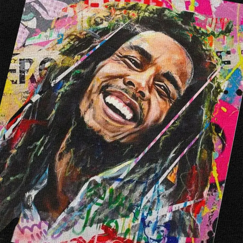 مخصص الذكور جامايكا الريغي روك بوب مارلي تي شيرت قصير الأكمام القطن بلايز تي شيرت عادية المحملة فضفاضة تناسب الملابس