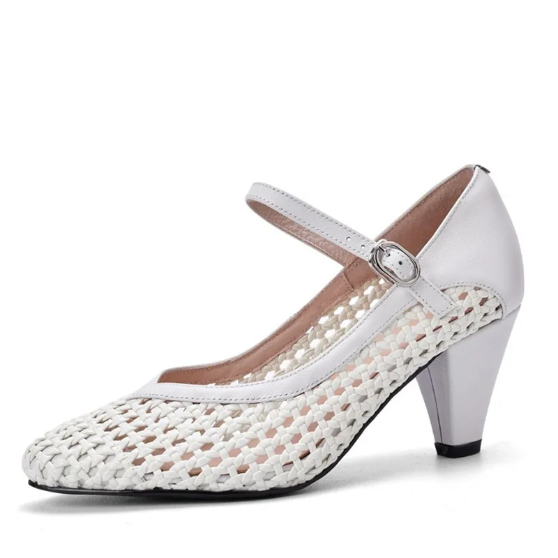 

2026 Summer Women's Sandals Elegant Hollow Out Breathable High Heels Casual Soft Sole Tapered Heel Fashion Party Shoes New