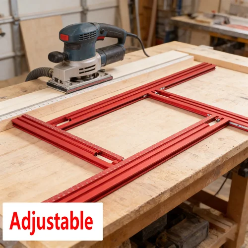 Imagen 1 del producto 1 Juego para recortar fresado ranura carril guía de grabado respaldo ajustable soporte de carril guía auxiliar 40cm herramientas de carpintería DIY