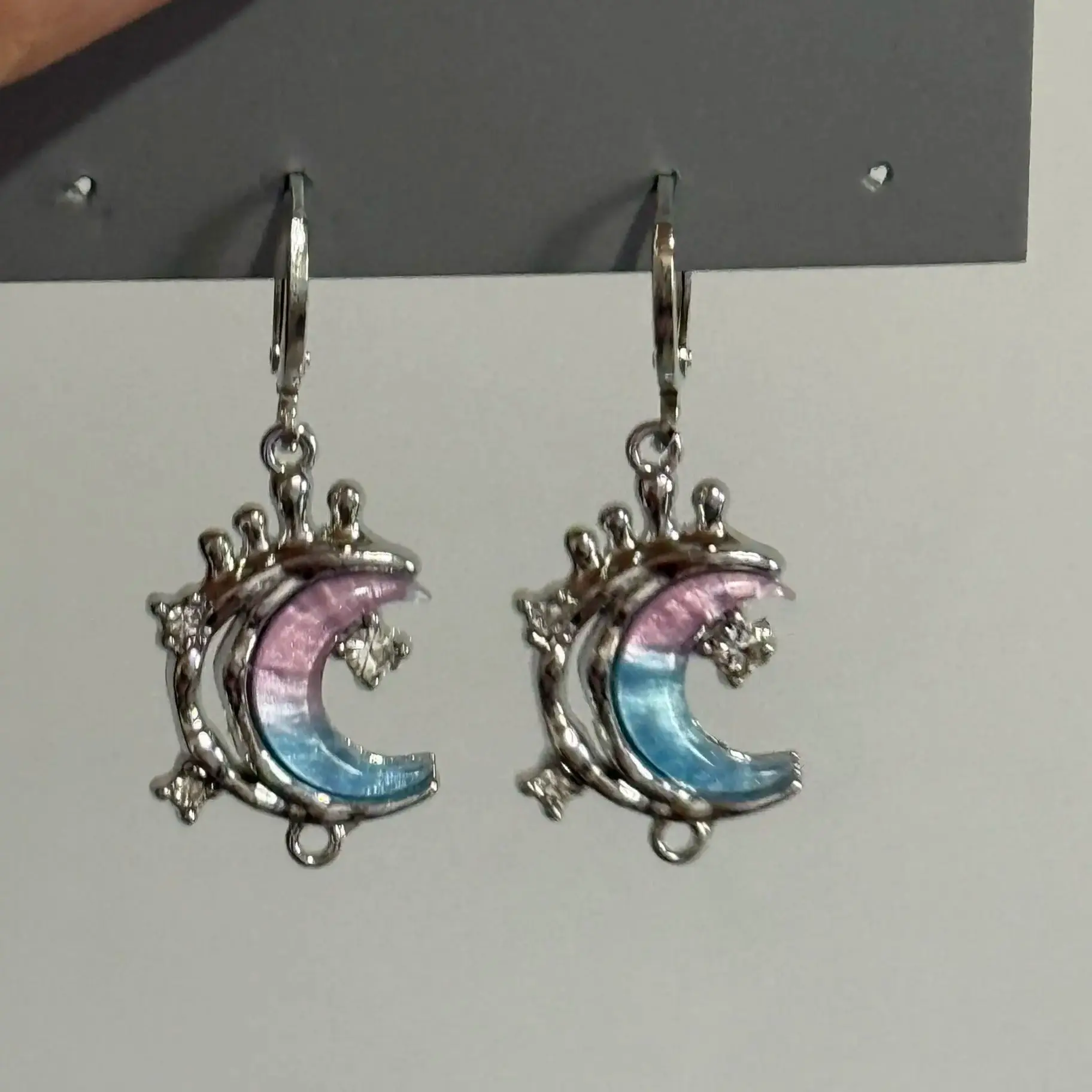 

Korean Style Blue Zircon Moon Stud Earrings For Women Exquisite Sweet Cute Temperament Earrings Wedding Jewelry