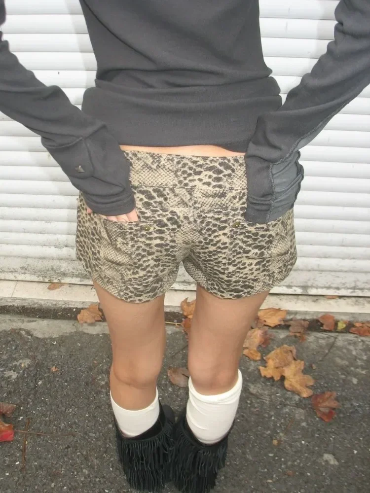 Pantalones cortos de mezclilla con estampado de leopardo para mujer, ropa de calle de cintura baja, Estilo Vintage, Grunge, Y2k, 2024