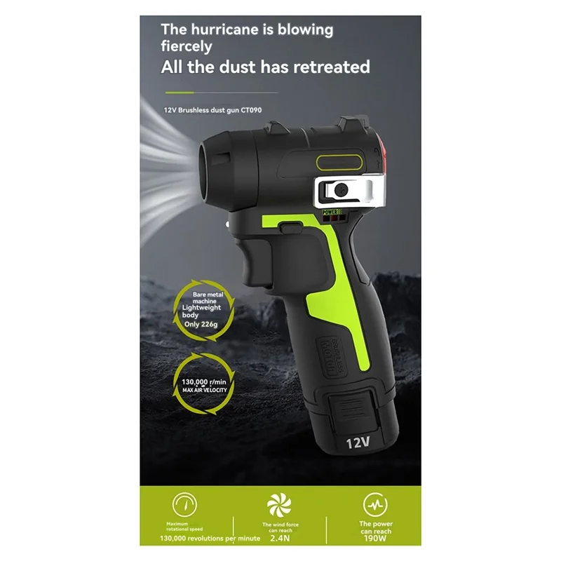 A73E-Cordless Rechargeable Blower 190W Max Speed 130000Rpm 2.4N For Worx 12V Green Battery Not Included Screwdriver Power Tools