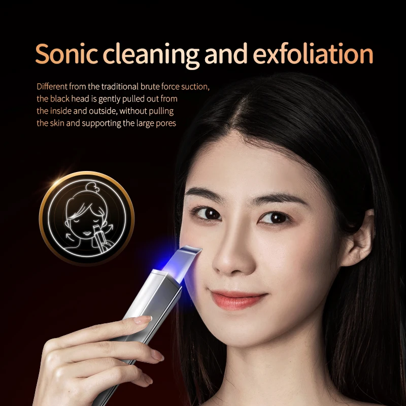 Skin Blackheads Remover SPA Equipment Electric Face Spatula Facial Cleaner Skin Scrubber Ultrasonic Skin Cleaning Nose Scrubber