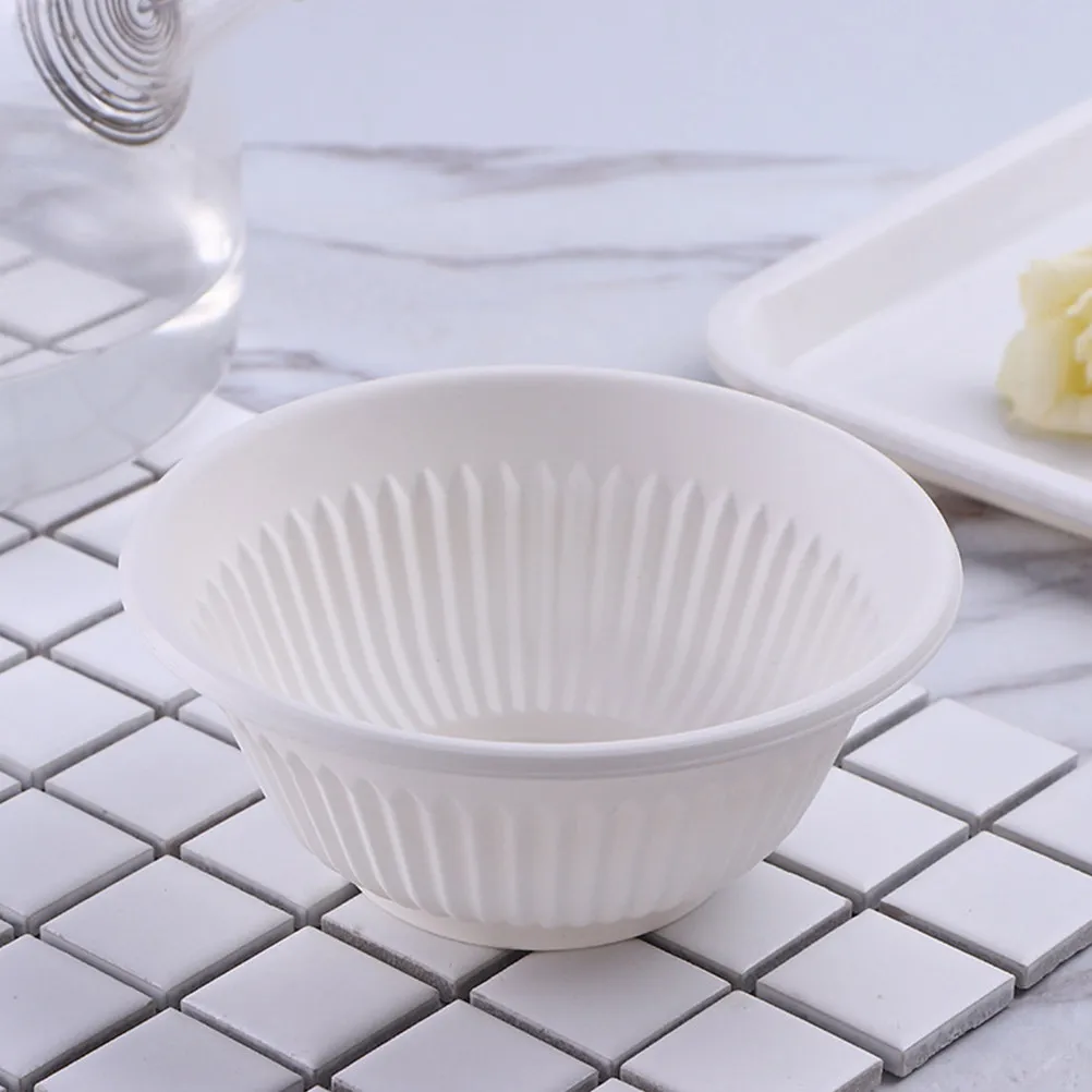 50Pcs Biodegradable Disposable Bowl White Round Corn Starch Tableware Suitable for Birthday Wedding Party Catering Buffet Food