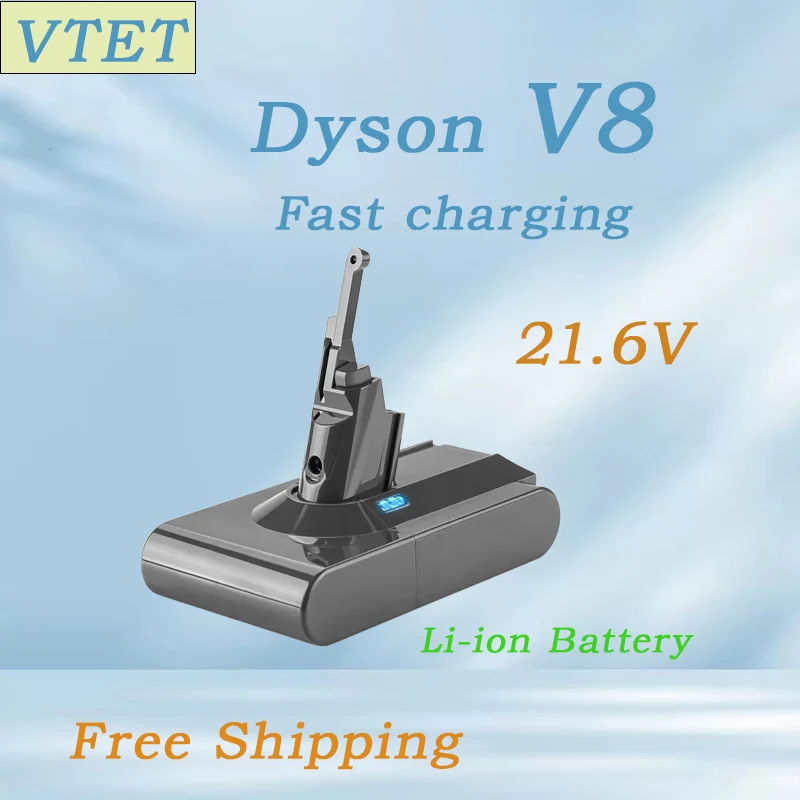 

Новая модель 2025 года, подходящая для пылесоса Dyson, аккумулятор V8 21,6 В, 38000 мАч, литиевая батарея большой емкости, аксессуары