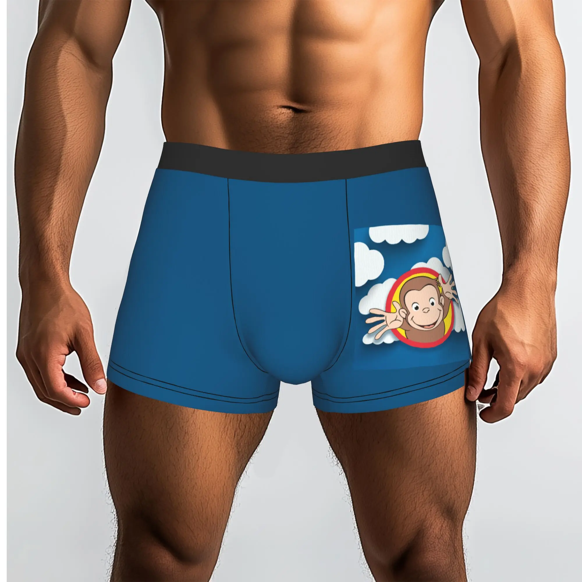 Custom Curious George Underwear Male Printed Monkey Boxer Briefs Shorts Panties Soft Underpants