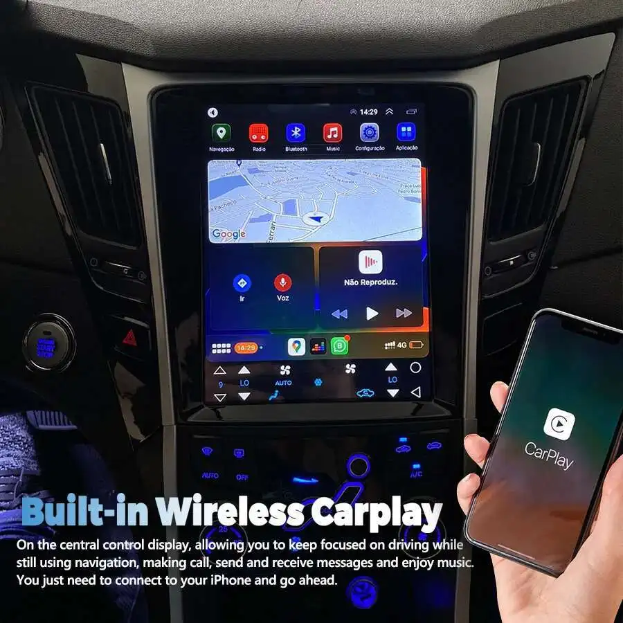 

Для Hyundai Sonata NF 2014 2013 2012 2011, вертикальное радио, Android 14, стерео GPS, автомобильный мультимедийный аудиоплеер, навигационный головное устройство