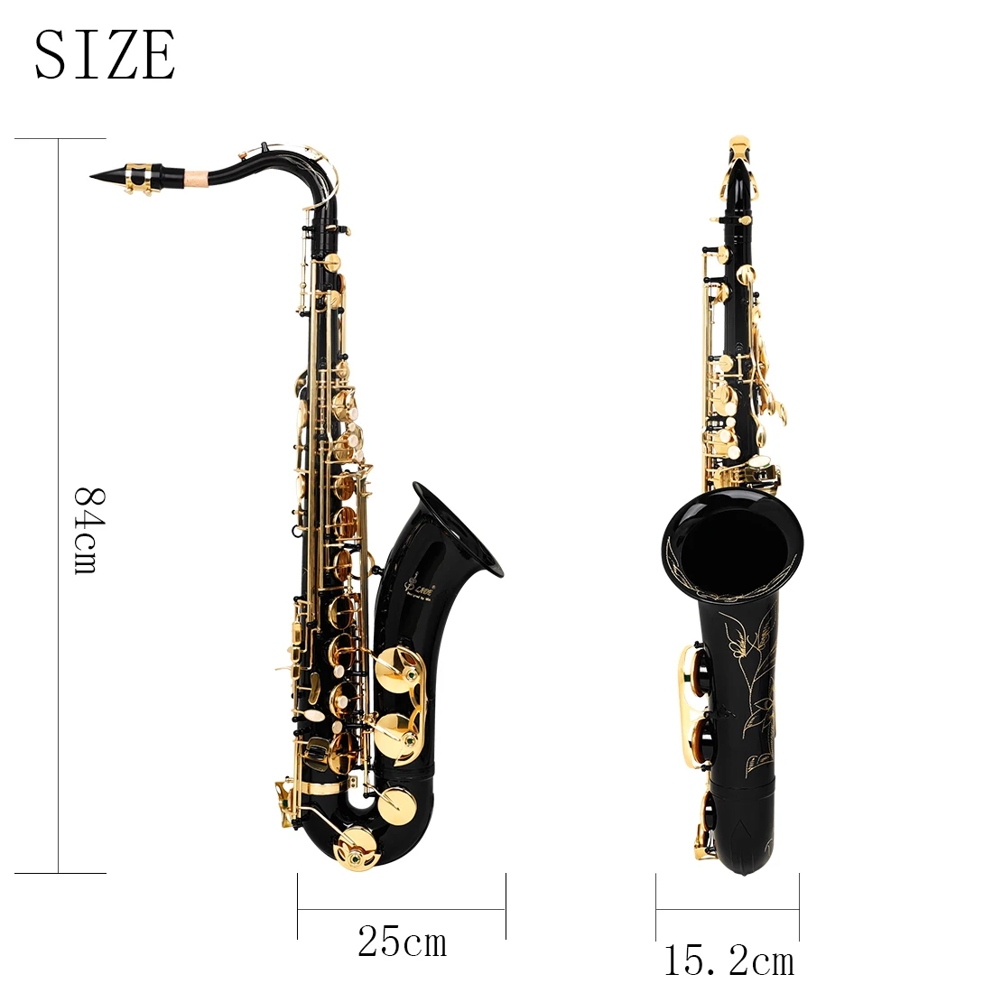 SLADE Tenor Saxophone Lower B Adjustment Brass Tube Body Carved with White Shell Button Professional Woodwind Instrument