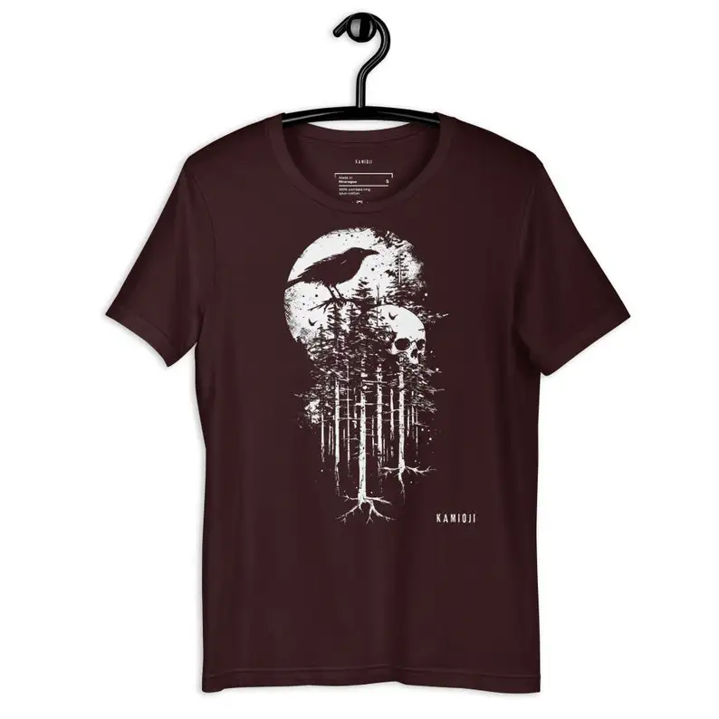 Nordic Crow Shirt, Haunted Forest Tshirt, Horror T Shirt, Gothic Clothes, Alt Clothing Graphic Tee, UNISEX