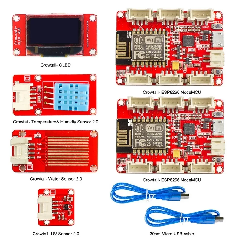 

Комплект метеостанции ESP8266 IOT с ESP8266-датчик температуры и влажности NodeMCU, датчик воды OLED для Arduino IDE IoT Starter