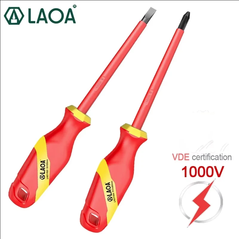 LAOA-VDE Chave De Fenda Isolada, Phillips Plana, Corrente De Isolamento, Cruz De Eletricista, Isolamento S2