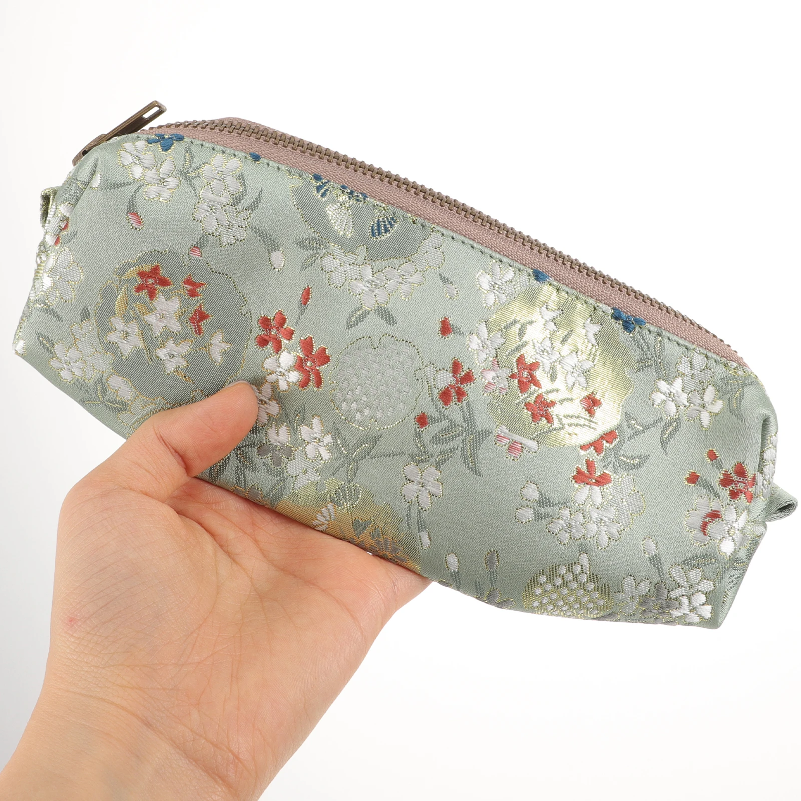 

Stylish Embroidery Case Portable Pen For Girls Students Makeup Storage Organizer Zipper Pencil Bag Lovely Stationery Bag Cloth
