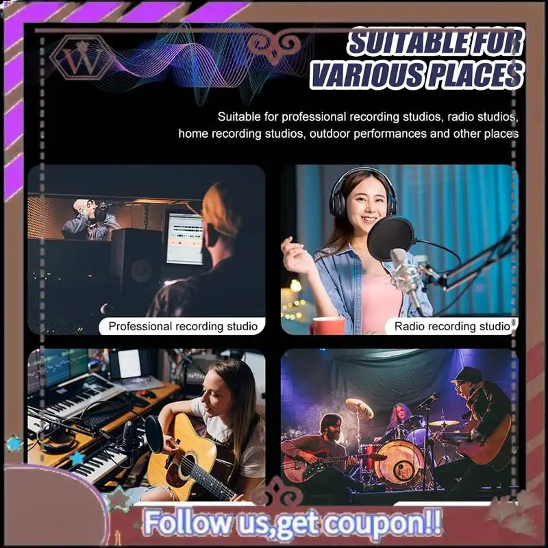 ABBG-C5 Universal Studio Mic Screen Live Recording Microphone Anti-Interference Noise Reduction Wind Screen