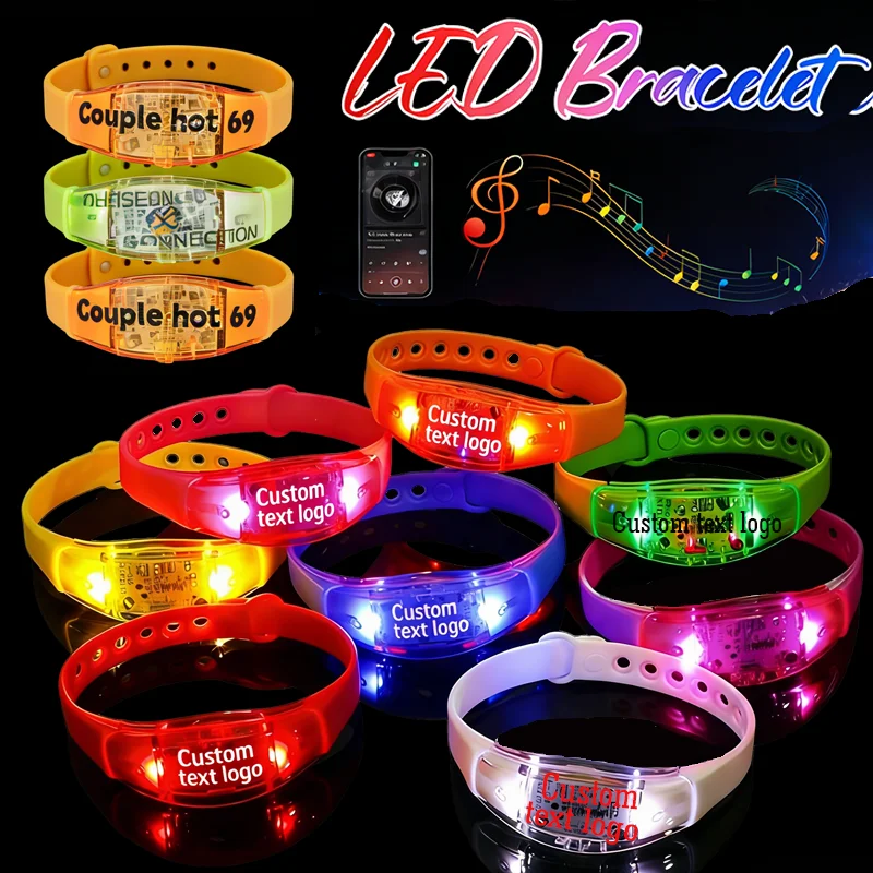 

20/50/90 шт. светящиеся в темноте браслеты с LED-подсветкой, активируемые звуком, ритмичные браслеты для концертов и вечеринок