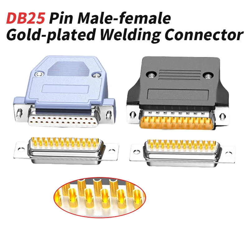 DB25 Male Female Connector Welding 25 Pin Parallel Port Plug DB 25 Core Soldering Connector D-SUB25P Printer Interface Joint