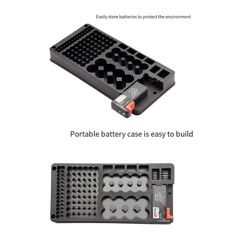 A15F-Battery Storage Box Organizer Holder With Digital Display And Tester For Battery Level Check For AAA AA C D 9V