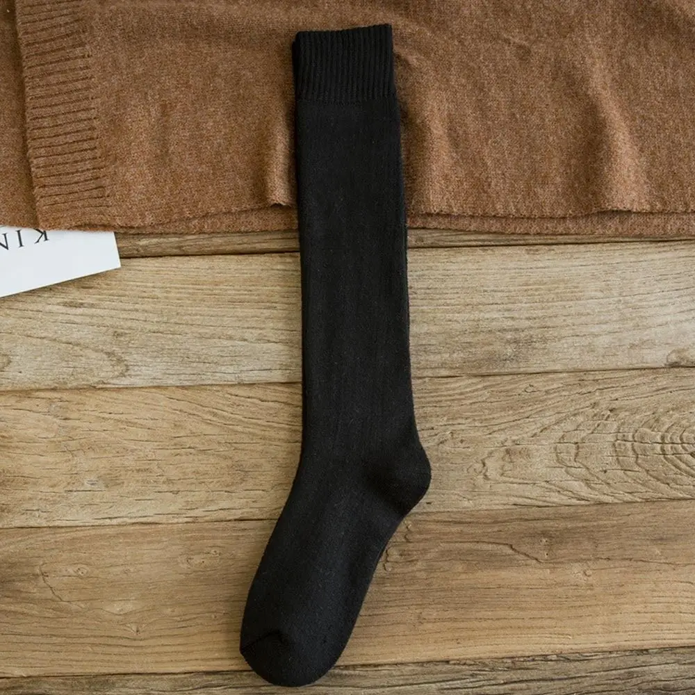 

Хлопковые зимние компрессионные чулки до колена, утепленные длинные махровые носки, однотонные дышащие термоноски до середины икры