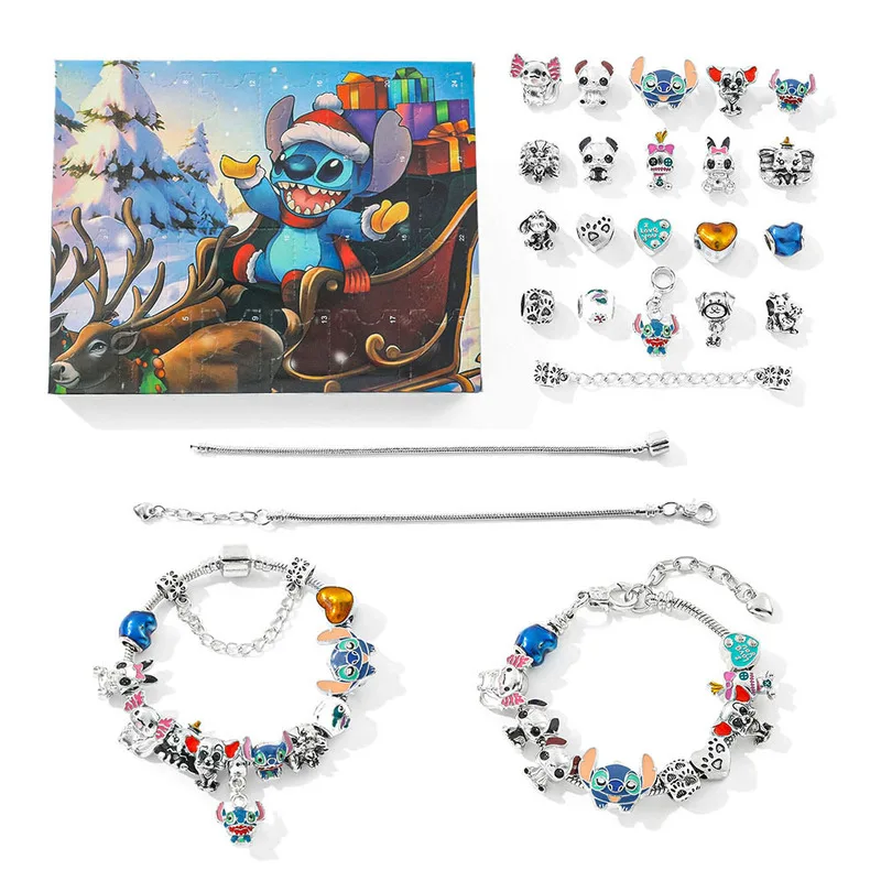 Disney Stitch Christmas Advent Calendar Bracelets 24-Grid Xmas Countdown Calendar Necklace Diy Jewelry Making Kit For Girl Gift - Image 4